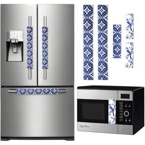 New 5 Pcs Chinoserie Refrigerator Door Handle Covers Blue and White Chinoserie